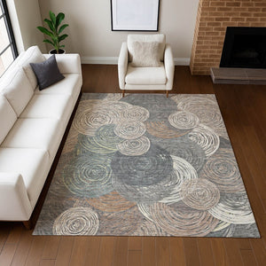 HomeRoots 5' Stylish Brown Taupe & Beige Geometric Washable Indoor/Outdoor Area Rug - Durable & Trendy Décor 641273
