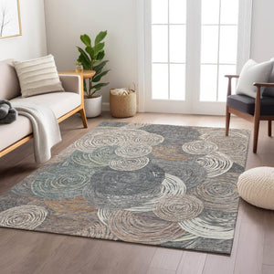 HomeRoots 5' Stylish Brown Taupe & Beige Geometric Washable Indoor/Outdoor Area Rug - Durable & Trendy Décor 641273