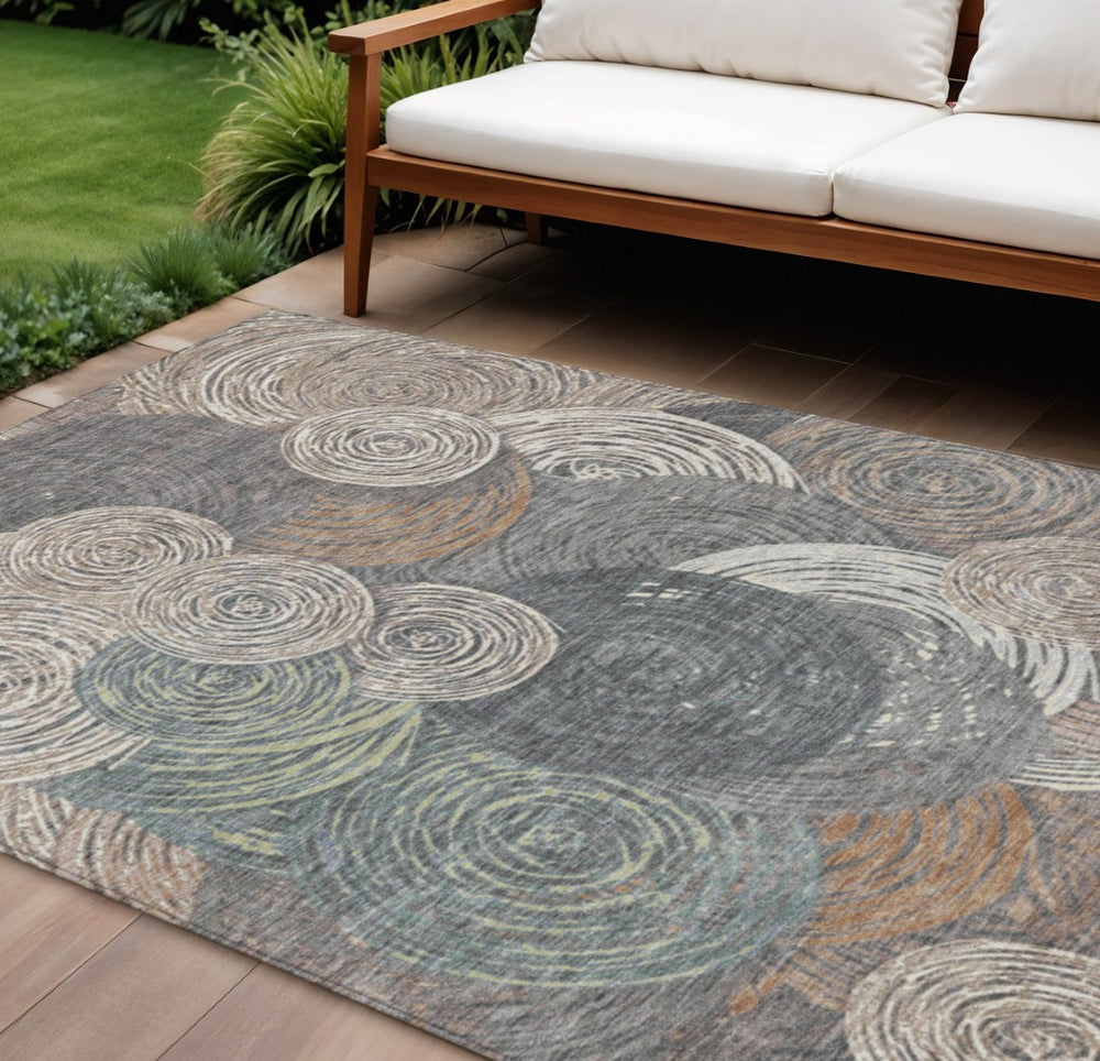 HomeRoots 10' Durable Brown Taupe Beige Geometric Indoor/Outdoor Area Rug – Machine Washable, Stylish Design 641277