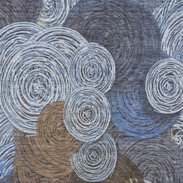 HomeRoots 9' X 12' Washable Geometric Area Rug in Blue, Brown & Ivory - Stylish Indoor/Outdoor Essential! 641282