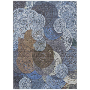 HomeRoots 10' Geometric Washable Area Rug in Blue, Brown & Ivory – Durable Indoor/Outdoor Style Perfect for Any Space 641283