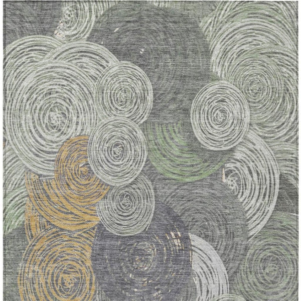 HomeRoots 8' X 10' Modern Green, Gold & Gray Geometric Washable Rug - Durable Indoor/Outdoor Style & Easy Care 641287