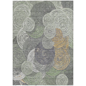 HomeRoots 10' Geometric Washable Indoor Outdoor Area Rug in Green, Gold & Gray - Stylish & Durable Design! 641289