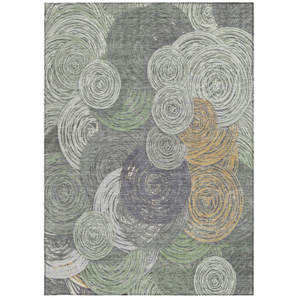 HomeRoots 10' Geometric Washable Indoor Outdoor Area Rug in Green, Gold & Gray - Stylish & Durable Design! 641289