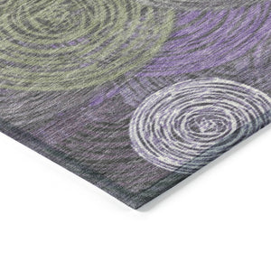 HomeRoots 9' X 12' Washable Geometric Area Rug in Purple, Green & Gray - Durable, Stylish for Indoor/Outdoor Use 641294
