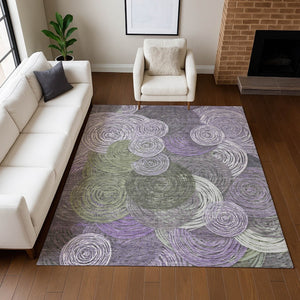 HomeRoots 9' X 12' Washable Geometric Area Rug in Purple, Green & Gray - Durable, Stylish for Indoor/Outdoor Use 641294