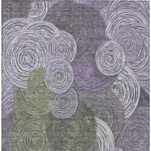 HomeRoots 10' Stylish Purple, Green & Gray Geometric Washable Rug – Indoor/Outdoor Durable & Easy-Care Design 641295