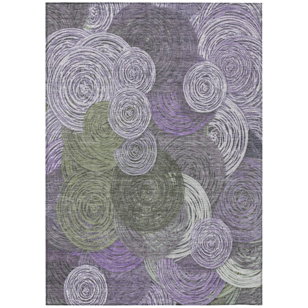 HomeRoots 10' Stylish Purple, Green & Gray Geometric Washable Rug – Indoor/Outdoor Durable & Easy-Care Design 641295