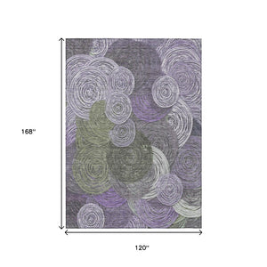 HomeRoots 10' Stylish Purple, Green & Gray Geometric Washable Rug – Indoor/Outdoor Durable & Easy-Care Design 641295