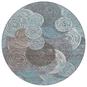 HomeRoots 8' Teal Blue Geometric Washable Area Rug - Stylish Indoor/Outdoor Design for High-Traffic Spaces 641298