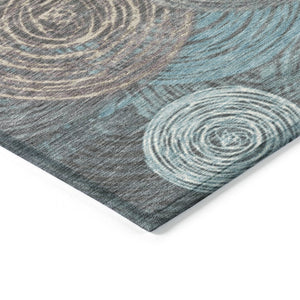 HomeRoots 8' Teal Blue Geometric Washable Area Rug - Stylish Indoor/Outdoor Design for High-Traffic Spaces 641298