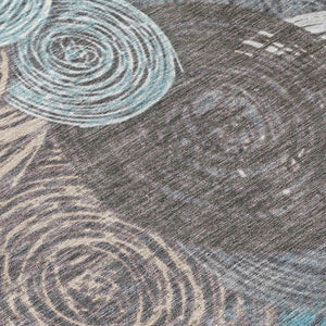 HomeRoots 8' Teal Blue Geometric Washable Area Rug - Stylish Indoor/Outdoor Design for High-Traffic Spaces 641298