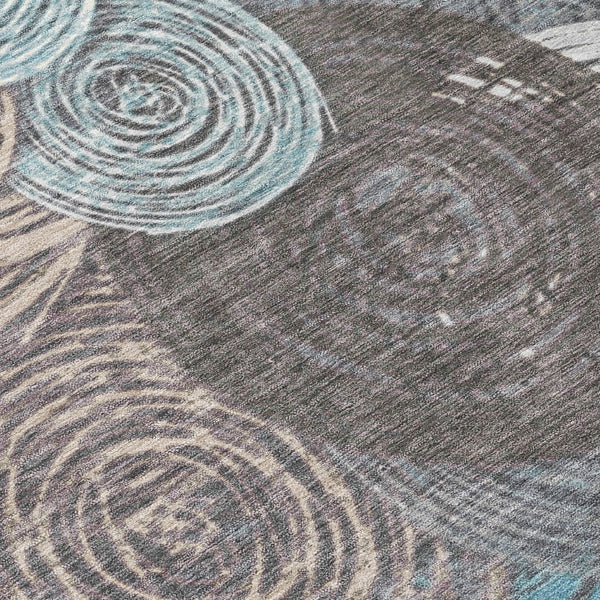 HomeRoots 8' Teal Blue Geometric Washable Area Rug - Stylish Indoor/Outdoor Design for High-Traffic Spaces 641298