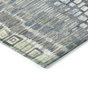 HomeRoots 5' X 8' Artichoke Green Geometric Area Rug - Washable, Durable, Pet-Friendly for Indoor & Outdoor Use 641303