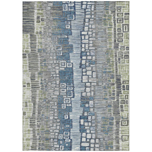 HomeRoots 8' X 10' Artichoke Green Geometric Washable Indoor-Outdoor Area Rug – Durable, Stylish & Easy-Care! 641305