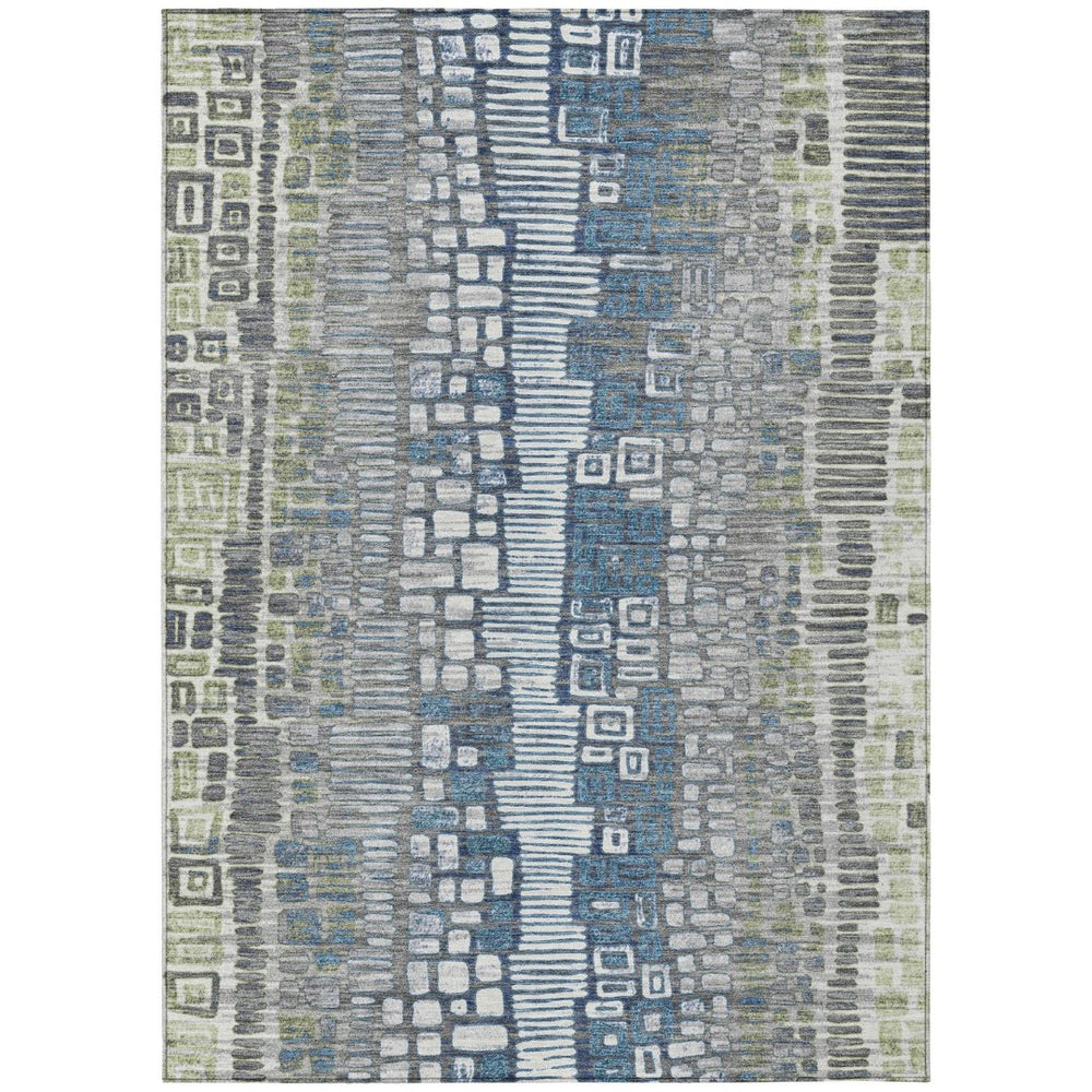 HomeRoots 8' X 10' Artichoke Green Geometric Washable Indoor-Outdoor Area Rug – Durable, Stylish & Easy-Care! 641305