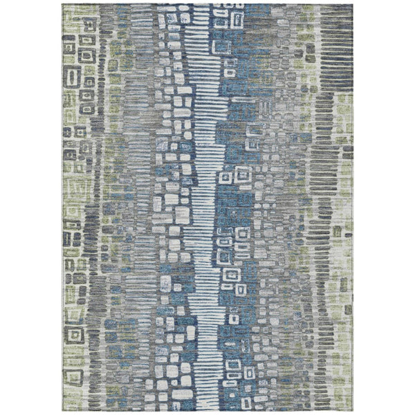 HomeRoots 8' X 10' Artichoke Green Geometric Washable Indoor-Outdoor Area Rug – Durable, Stylish & Easy-Care! 641305
