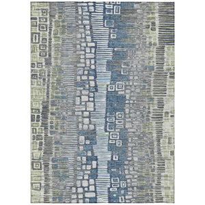 HomeRoots 9' X 12' Stylish Artichoke Green Geometric Area Rug - Washable, Durable, Indoor & Outdoor Friendly! 641306