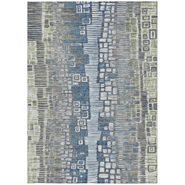 HomeRoots 9' X 12' Stylish Artichoke Green Geometric Area Rug - Washable, Durable, Indoor & Outdoor Friendly! 641306