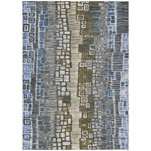 HomeRoots 5' X 8' Denim Blue Area Rug – Stylish Geometric Design for Indoor & Outdoor Spaces, Washable & Durable 641315