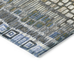 HomeRoots 5' X 8' Denim Blue Area Rug – Stylish Geometric Design for Indoor & Outdoor Spaces, Washable & Durable 641315
