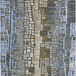 HomeRoots 5' X 8' Denim Blue Area Rug – Stylish Geometric Design for Indoor & Outdoor Spaces, Washable & Durable 641315