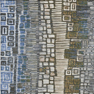HomeRoots 9' X 12' Denim Blue Geometric Area Rug – Versatile Indoor Outdoor Design, Stain Resistant & Washable 641318