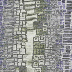 HomeRoots 5' Modern Geometric Washable Area Rug in Purple, Ivory & Green—Durable for Indoor & Outdoor Use! 641321