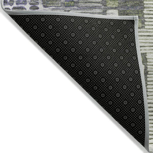 HomeRoots 8' Stylish Purple, Ivory & Green Geometric Round Area Rug - Washable, Durable for Indoor/Outdoor Use 641322