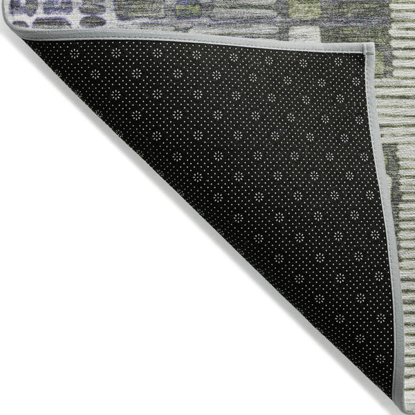 HomeRoots 8' Stylish Purple, Ivory & Green Geometric Round Area Rug - Washable, Durable for Indoor/Outdoor Use 641322