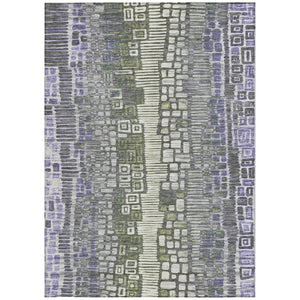 HomeRoots 8' X 10' Geometric Washable Area Rug in Purple, Ivory & Green - Stylish, Durable Indoor/Outdoor Decor 641323