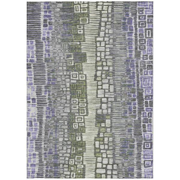 HomeRoots 8' X 10' Geometric Washable Area Rug in Purple, Ivory & Green - Stylish, Durable Indoor/Outdoor Decor 641323