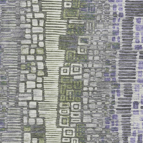 HomeRoots 9' X 12' Purple, Ivory & Green Geometric Area Rug - Stylish Indoor/Outdoor, Easy Care & Non-Slip Design 641324