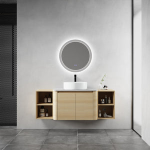 English Elm 54'' Wall-Mounted Bathroom Vanity With Elegant Ceramic Sink, Soft-Close Doors, And Ample Storage W999S00475