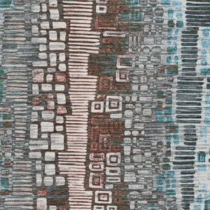 HomeRoots 8' X 10' Geometric Teal Blue and Ivory Indoor Outdoor Area Rug - Washable, Durable, Stylish Design 641335