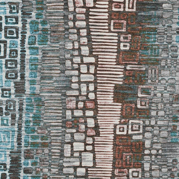 HomeRoots 10' Stylish Teal Blue Geometric Area Rug – Washable, Durable Indoor/Outdoor Design for Modern Spaces 641337