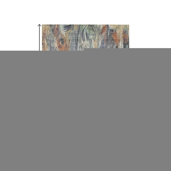 HomeRoots 5' Copper Blue and Wheat Abstract Washable Area Rug - Stylish, Durable Design for Indoor & Outdoor Use 641339