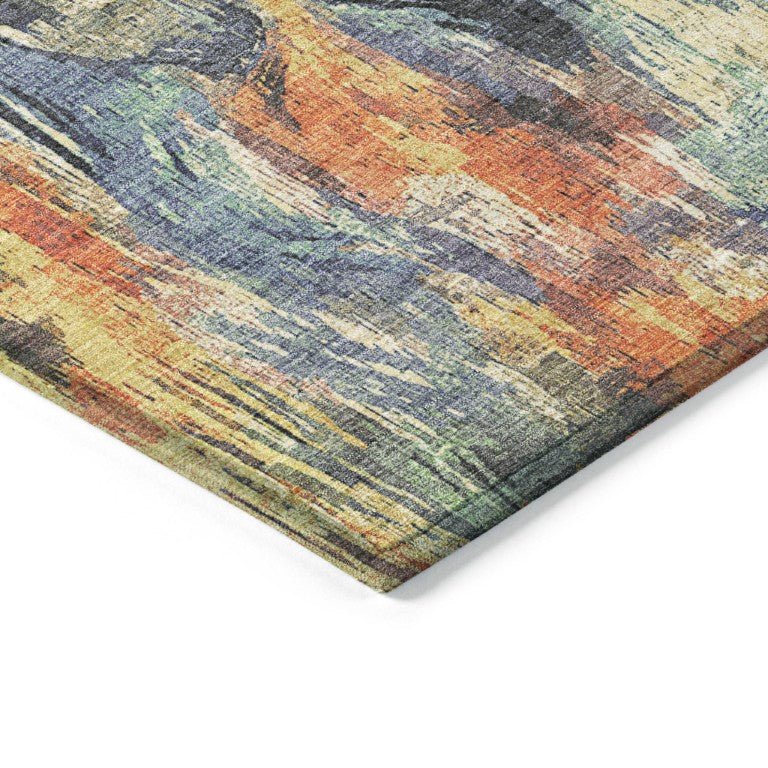 HomeRoots Abstract Washable Polyester Area Rug for Indoor Outdoor Patios and Living Spaces in Bold Colors 5' x 8' 641345
