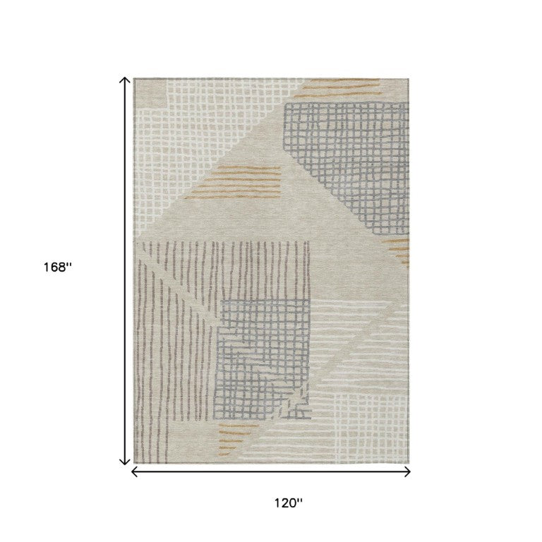 10 Ft Striped Polyester Area Rug Machine Washable Indoor Outdoor Low Pile Felt Back