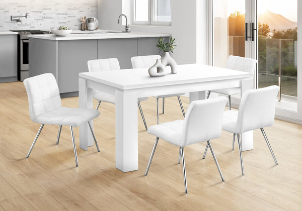 English Elm Dining 60" Rectangular White Laminate Dining Table for 6 — Thick Panel MDF, Block Legs, Modern Chic B2710P286985