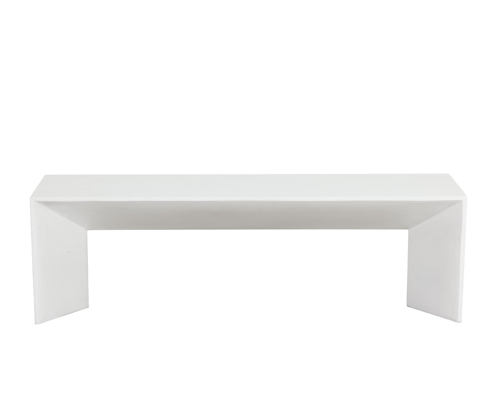 Sunpan NOMAD Concrete Bench - Minimalist White Design for Indoor & Outdoor Use, Durable & Stylish Seating 108020