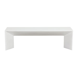 Sunpan NOMAD Concrete Bench - Minimalist White Design for Indoor & Outdoor Use, Durable & Stylish Seating 108020