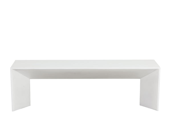 Sunpan NOMAD Concrete Bench - Minimalist White Design for Indoor & Outdoor Use, Durable & Stylish Seating 108020