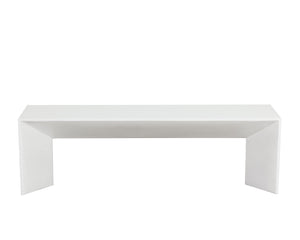 Sunpan Nomad Bench - Elegant Concrete Design with Unique Textures for Indoor and Outdoor Spaces, 55.75"W White