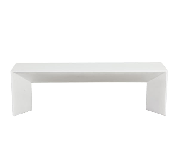 Sunpan Nomad Bench - Elegant Concrete Design with Unique Textures for Indoor and Outdoor Spaces, 55.75"W White