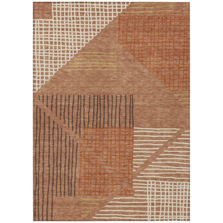 HomeRoots Striped Washable Polyester Area Rug for Indoor Outdoor Patios Porches and Living Rooms 10' x 14' 641415