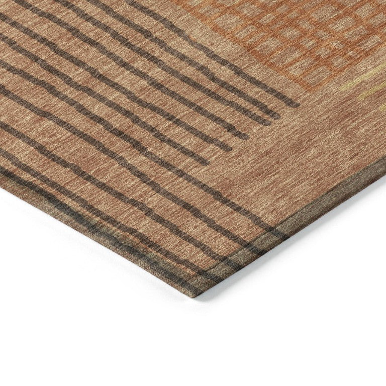 HomeRoots Striped Washable Polyester Area Rug for Indoor Outdoor Patios Porches and Living Rooms 10' x 14' 641415