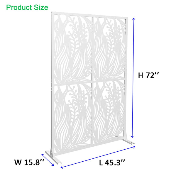 English Elm Metal Bird Cutout Privacy Screen Freestanding Powder Coated Steel Patio Room Divider White W1586P282278