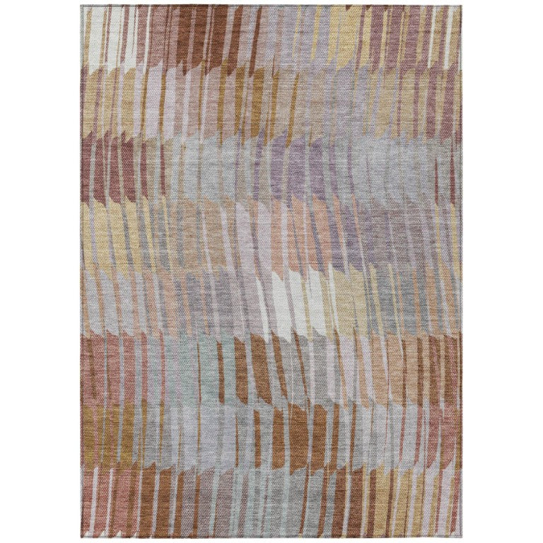 HomeRoots Striped Polyester Area Rug Washable Indoor Outdoor Stain Resistant Patio and Living Room Accent 8' x 10' 641425