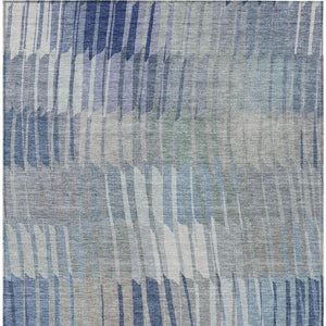 Striped Washable Polyester Area Rug Low Pile Coastal Indoor Outdoor Patio Living Room
